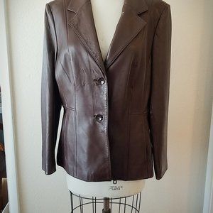 Wilson's Brown Leather Coat with Gold Lining